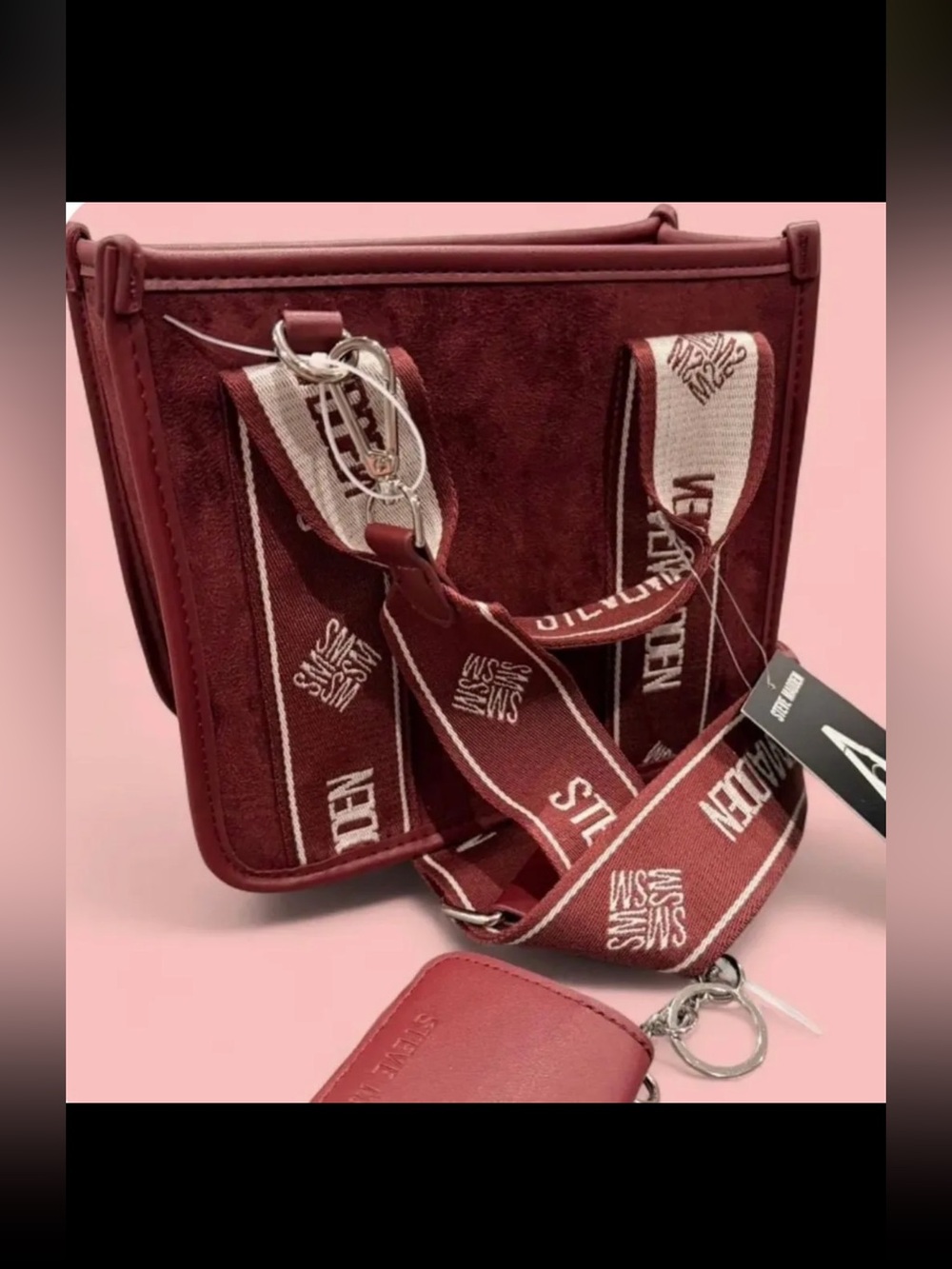 Steve Madden Burgundy Crossbody Bag with Branded Strap